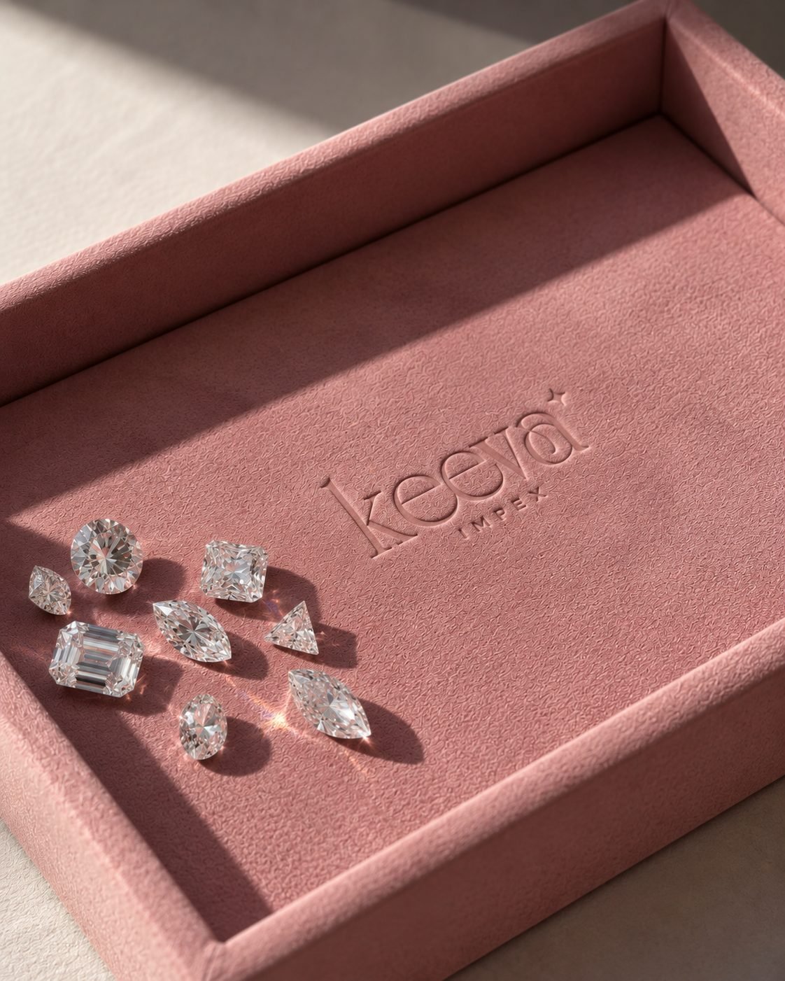 Loose diamonds in a Keeva Impex branded tray